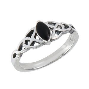 Sterling Silver Celtic Ring with Synthetic Black O